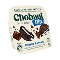 Sữa Chua Hy Lạp Vani Vị Bánh Quy, Flip, Cookies & Cream, Vanilla Low-Fat Greek Yogurt (140g) - CHOBANI