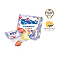 Sữa chua phô mai tươi Monte Montinis Đức vị dâu - Vỉ 4 hộp x 55gr - Từ 1y