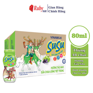 Sữa chua uống Susu hương táo nho - thùng 48 chai 80ml