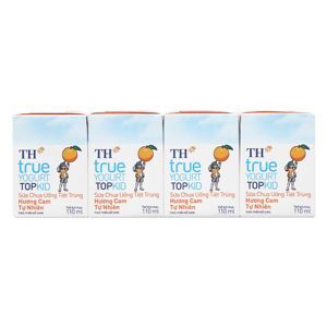 Sữa chua uống TH true Yogurt Topkid hương cam vỉ 4 hộp 110ml