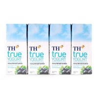 Sữa Chua Uống Tiệt Trùng Hương Việt Quất Tự Nhiên TH True Yogurt Lốc 4 Hộp x 180ml