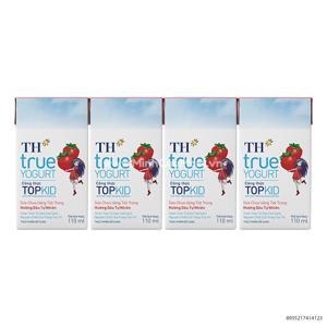 Sữa chua uống tiệt trùng TH Topkid dâu 110ml Lốc 4