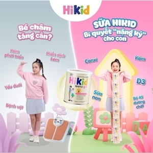 Sữa bột Hikid tăng cân & chiều cao - hộp 650g (dành cho trẻ từ 1-9 tuổi)