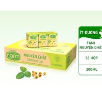 Sữa đậu nành Fami Nguyên chất ít đường hộp 200ml ( 36 hộp*200ml)