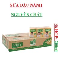 Sữa đậu nành vinasoy fami hộp 200ml nguyên chất, canxi