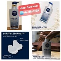 SỮA DƯỠNG THỂ CẤP ẨM 48H Nivea Men Breathable Body Lotion Dry Skin 400ml