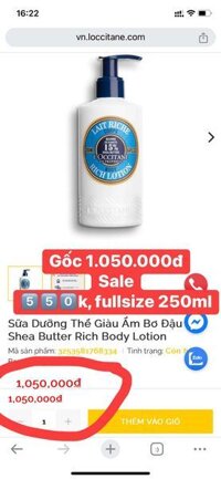 Sữa dưỡng thể L`occitane Body Rich Lotion