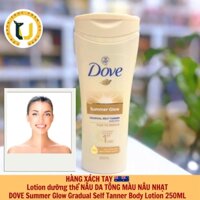 Sữa dưỡng thể NÂU DA tông nâu tự nhiên DOVE Summer Glow Gradual Self Tanner Body Lotion 250ML