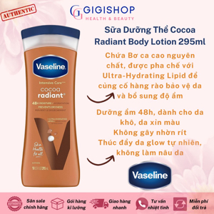Sữa dưỡng thể Vaseline Total Moisture Cocoa Radiant Hương Cacao - 600ml