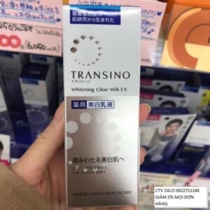 Sữa dưỡng trắng da trị nám Whitening Clear Milk Transino 120ml