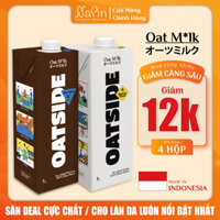 Sữa hạt thực vật thuần chay yến mạch OATSIDE nguyên vị và chocolate hộp 1 lít nhập khẩu trực tiếp từ Indonesia