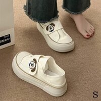 Sữa Hàu Xấu Xí Dễ Thương Velcro Ngón Chân Lớn Giày Vải Nữ 2024 Phong Cách Mới Mùa Hè Slip On Giày Trắng Lười Nữ