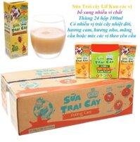Sữa Kun  trái cây nhiệt đới hộp 180ml  công nghệ Nhật Bản thùng 24 hộp gồm loại Mix các vị  hoặc riêng trái cây nhiệt đới cam nho mãng cầu - VIKITA MARK