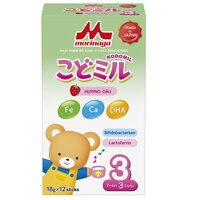 Sữa Morinaga Kodomil số 3 cho bé từ 3 tuổi vị vani và dâu hộp giấy 12 gói = 216g