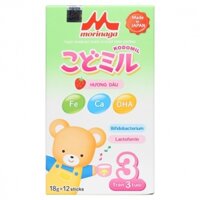 Sữa Morinaga Kodomil số 3 hương dâu hộp giấy 216g (Trên 3 tuổi)