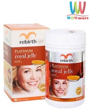 Sữa ong chúa dạng viên uống RE-BIRTH Platinum Royal Jelly 60 viên/hộp
