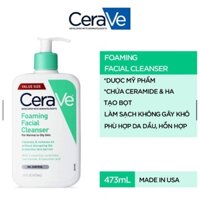 Sữa Rửa Mặt Cerave Foaming Facial Cleanser 473ml (Makeup Remover and Daily Face Wash for Oily Skin, Paraben & Fragrance)