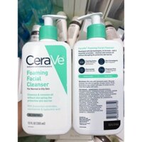 Sữa Rửa Mặt Cerave Foaming Facial Cleanser Cho Da Dầu Mụn, Da Thường 236ml - 355ml - 473ml