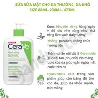 Sữa Rửa Mặt Cerave Hydrating Cleanser For Normal 236ml dành cho da khô, da thường