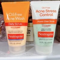 Sữa Rửa Mặt cho da Mụn Trứng Cá Neutrogena Oil Free Acne Wash Daily Scrub 124ml – Mỹ