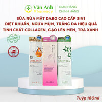 Sữa Rửa Mặt Dabo Cao Cấp 3in1, Sữa Rửa Mặt Trà Xanh, Tinh Chất Collagen, Gạo Lên Men - Chai 180ml