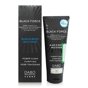 Sữa rửa mặt dành cho nam Dabo Black Force Black &amp; White Mild Scrub 120ml