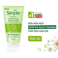Sữa rửa mặt dịu nhẹ Simple Refreshing Facial Wash 15ml dạng gel làm sạch sâu, cấp ẩm cho da