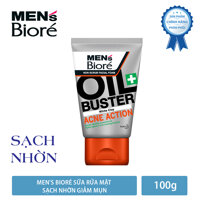 Sữa Rửa Mặt Men Biore OIL BUSTER Sạch Nhờn Giảm Mụn 100g LazadaMall