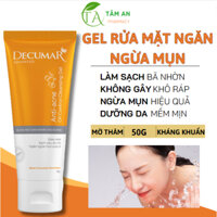 Sữa rửa mặt ngừa mụn dạng gel  nano curcumin Decumar  mờ sẹo thâm, cân bằng độ PH, kiểm soát nhờn cho da mụn hiệu quả