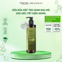 Sửa Rửa Mặt Rau Má Trà Xanh, Gel Tạo Bọt Làm Sạch Da, Dầu Nhờn Và Bụi Bẩn Hỗ Trợ Da Dầu Mụn 200mL, SICA WHITE