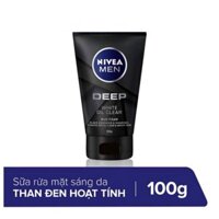 Sữa rửa mặt sáng da từ than đen Nivea Men Deep White Oil Clear 100g - Đức Chính Hãng