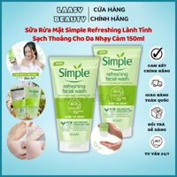 Sữa Rửa Mặt Simple Lành Tính Sạch Thoáng Cho Da Nhạy Cảm 150ml, Gel Rửa Mặt Simple Refreshing Facial Wash An Toàn Cho Da