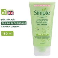Sữa rửa mặt Simple Refreshing Facial Wash 150ml, dạng Gel cho da nhạy cảm