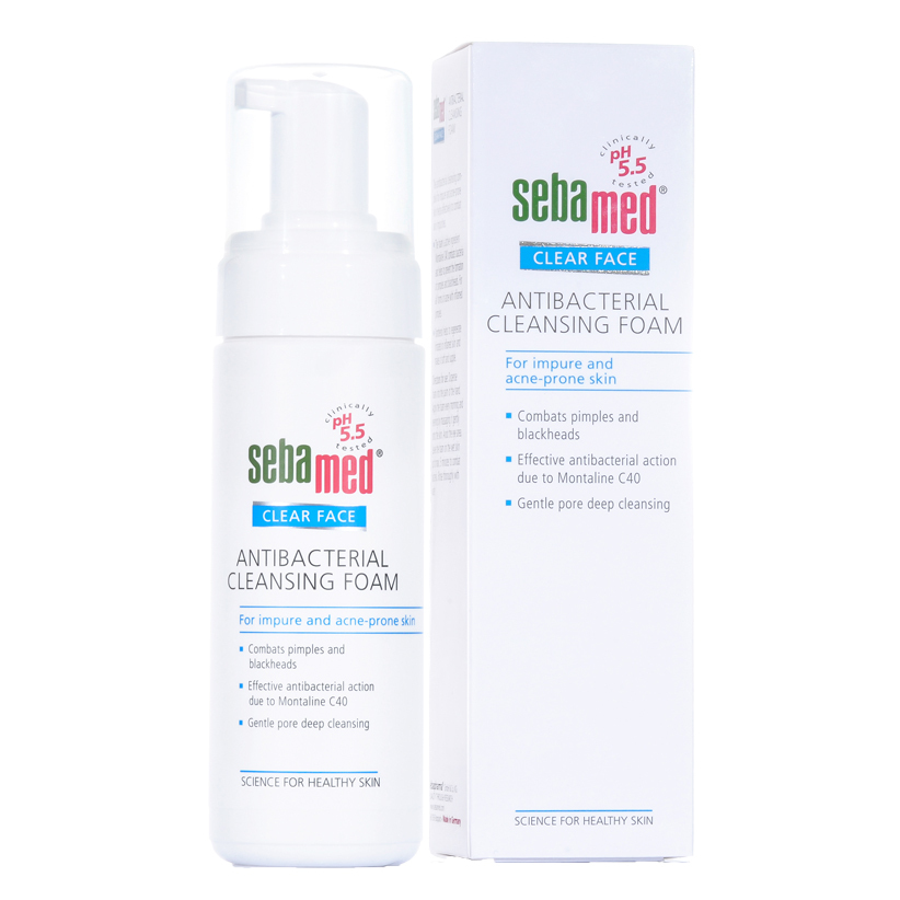 Sữa rửa mặt tạo bọt kháng khuẩn, trị mụn Sebamed Clear Face Antibacterial Cleansing Foam pH 5.5 150ml