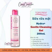 Sữa Rửa Mặt Topicrem Hydra Gentle Cleansing Gel 200mL Cho Da Khô, Da Nhạy Cảm (Tem Việt Nữ)