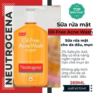 Sữa rửa mặt Neutrogena Oil Free Acne Wash - 269 ml (Sữa rửa mặt trị mụn dạng gel)