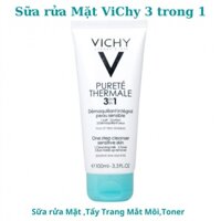 Sữa rửa mặt Vichy Purete Thermal 3 in 1 One Step Cleanser Sensitive Skin And Eyes-Sữa rửa mặt tẩy trang 3 in 1 Vichy 100