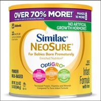 Sữa Similac Neosure OptiGRO nội địa Mỹ cho bé 0-12 tháng hộp 646g
