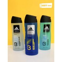 [Sữa tắm adidas] Gel tắm - gội - rửa mặt Adidas 3 in 1 Body Hair Face 400ml (Nam)