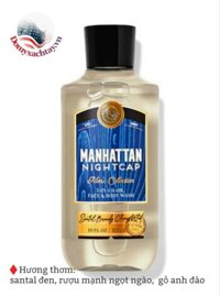 Sữa tắm Bath & Body Works MANHATTAN NIGHT CAP Men  collection 3-in-1 Hair, Face  & Body Wash 295ml