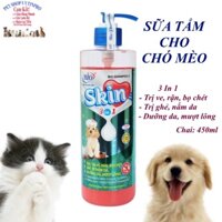SỮA TẮM CHO CHÓ Bio Skin Trị Ve Rận Bọ Chét Ghẻ và Nấm Da Dưỡng Da Mượt Lông Chai 450ml Xuất xứ Việt Nam