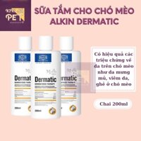 Sữa Tắm Cho Chó Mèo ALKIN DERMATIC Chai 200ml Dùng Cho Thú Cưng Viêm Da Mưng Mủ - KIKINO