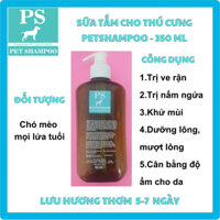 Sữa tắm cho chó mèo Pet shampoo 350ml giúp ngăn ngừa trị ve rận ,khử mùi hôi, dưỡng lông và làm mượt óng lông