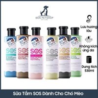 Sữa Tắm Cho Chó Mèo SOS 530ml , Lông Trắng, Lông Tối Màu - Sữa Tắm Chó Mèo Thơm Dịu, Lâu, An Toàn Cho Thú Cưng Của Bạn.