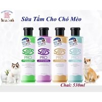 Sữa tắm cho Chó Mèo SOS PRO Chai 530ml Giúp mềm mượt, dưỡng ẩm, chăm sóc lông, khử mùi, lưu hương thơm, hiệu quả dài lâu