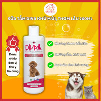 Sữa tắm chó mèo DIVA hồng dưỡng ẩm khử mùi, Xà phòng tắm cho chó thơm lâu Tạp Hoá Gâuu Gâuu