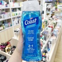 Sữa Tắm Coast - Dầu Tắm Gội Coast Mỹ 2 in 1 Coast Hair & Body Wash Classic Scent Pacific Force 532ml