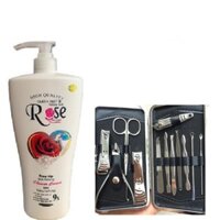 Sữa Tắm Con Dê Hương Hoa Hồng Trắng Da Thơm Ngát 1200ml và Bộ Kiềm Cắt Móng Tay Lớn