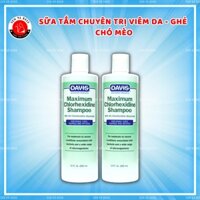 Sữa tắm DAVIS Maximum Chlorhexidine  viêm da do vi khuẩn, ghẻ lỡ, giảm Ngừa, mùi hôi cho chó mèo