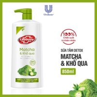Sữa tắm detox Lifebuoy Matcha & Khổ qua 850g chiết xuất từ thiên nhiên giúp ngừa mụn cơ thể và sạch sâu khỏi bụi mịn